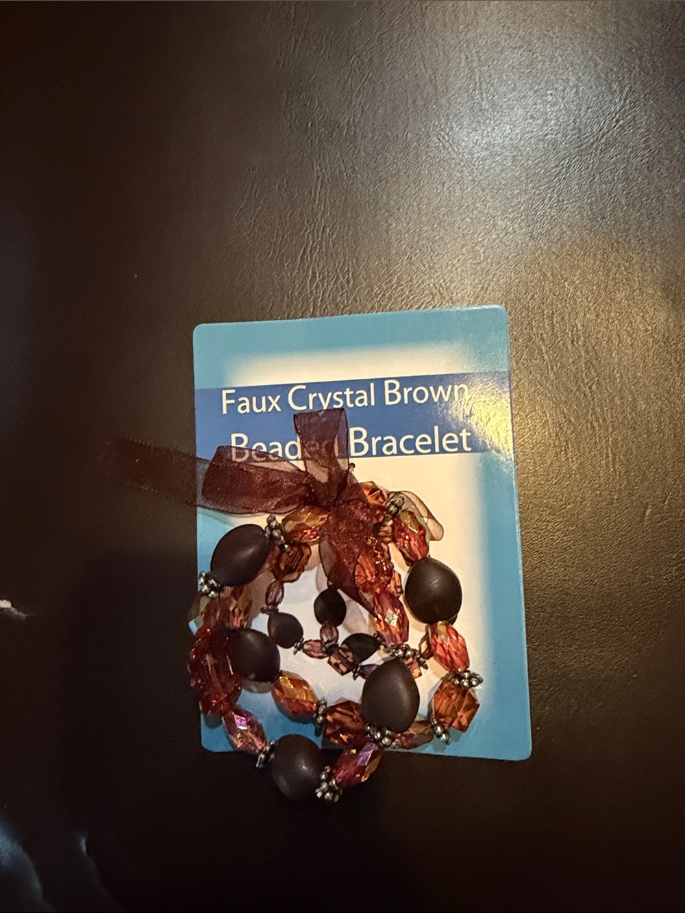 Faux Crystal Brown Bead Bracelet - Brown Beaded Stretch Bracelet